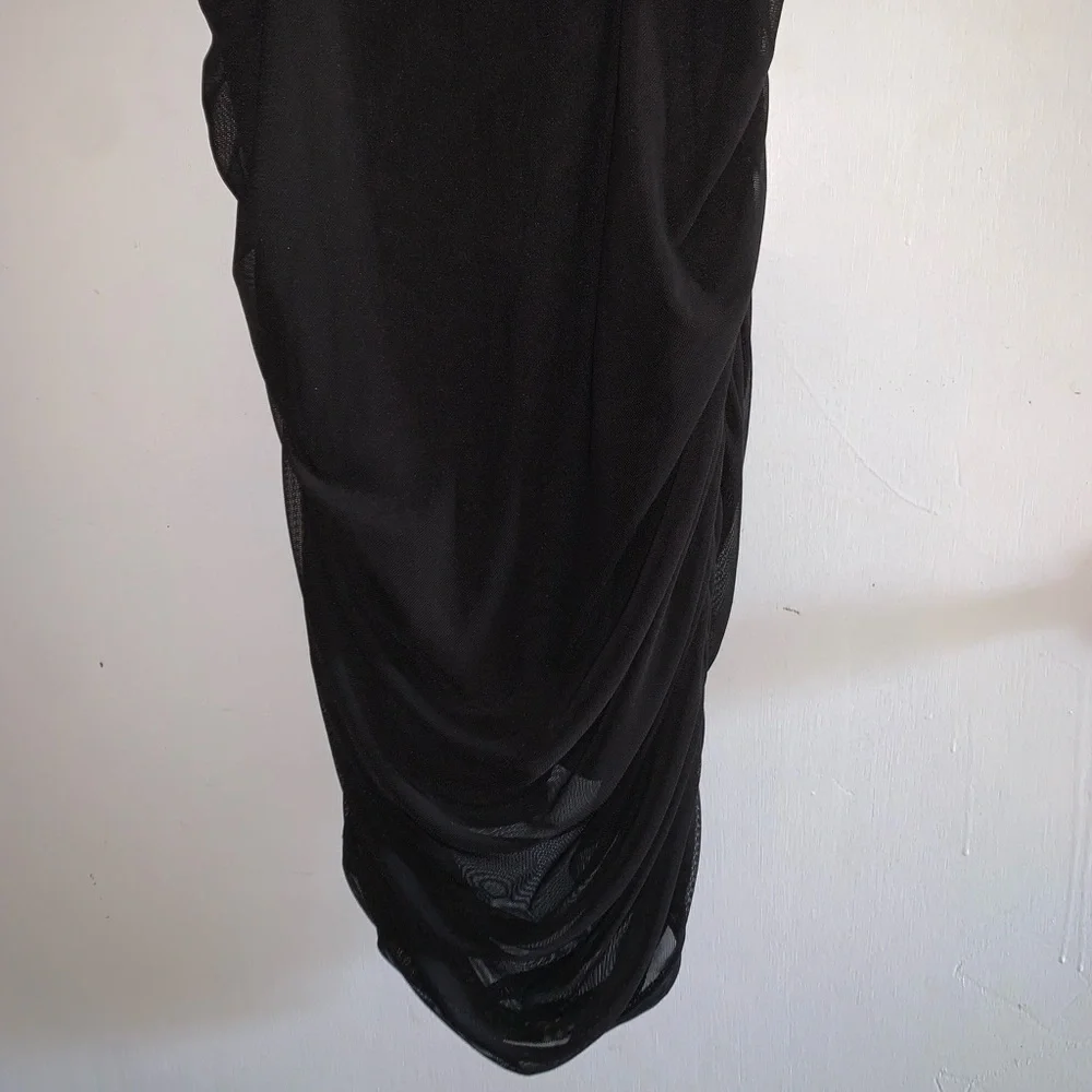 PrettyLittleThing Mesh Sexy Black Dress - Picture 4 of 7